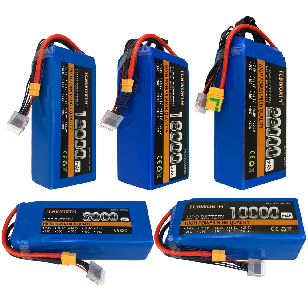 RC LiPo Battery 6S 22.2V 22000mAh 25C For RC Car Airplane Tank Drone Toy Models 6s RC Batteries Agricultural Aircraft LiPo