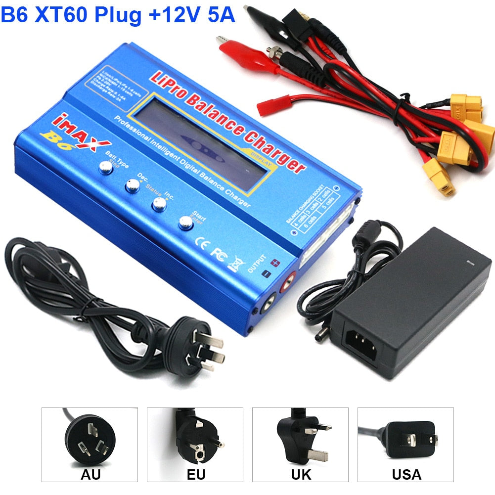 IMAX B6 80W Battery Charger Lipo NiMh Li-ion Ni-Cd Digital Lipro Balance Charger Discharger + AC Power 12V 5A Adapter For Rc Car