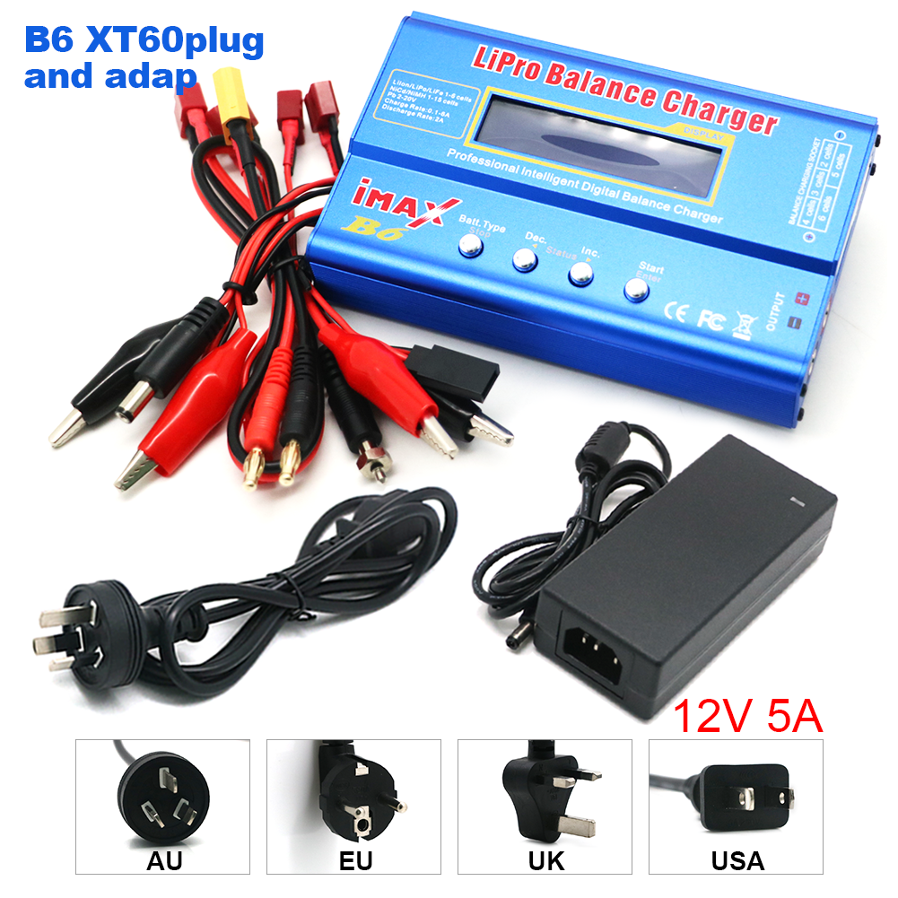 IMAX B6 80W Battery Charger Lipo NiMh Li-ion Ni-Cd Digital Lipro Balance Charger Discharger + AC Power 12V 5A Adapter For Rc Car