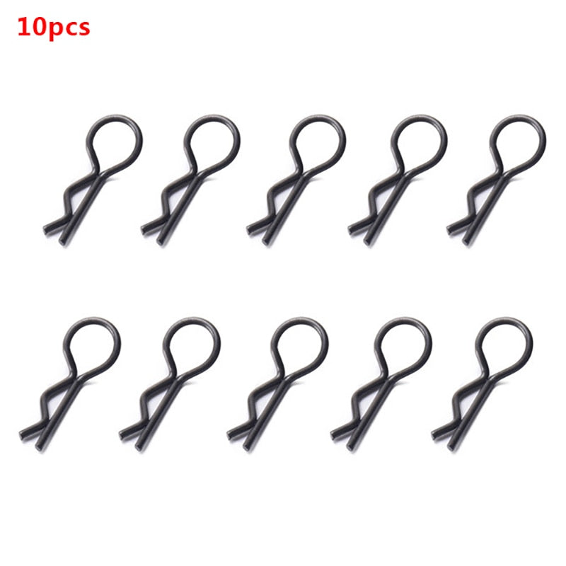 10pcs RC Car Black Metal Bodyshell Clips Pins R Shape For Traxxas TRX4 1/10 RC Buggy RC Rock Crawler Vehicle Models