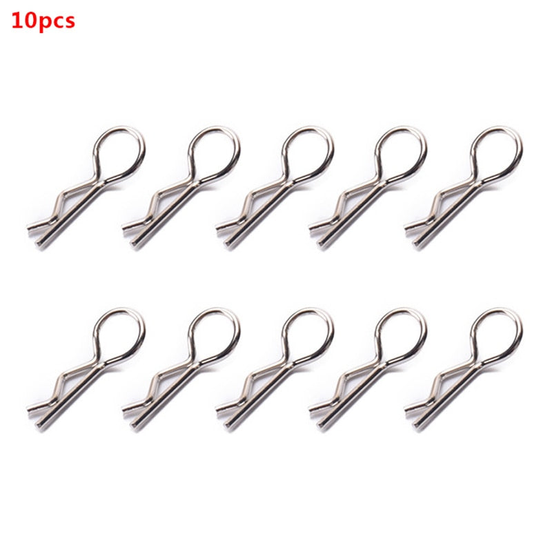 10pcs RC Car Black Metal Bodyshell Clips Pins R Shape For Traxxas TRX4 1/10 RC Buggy RC Rock Crawler Vehicle Models