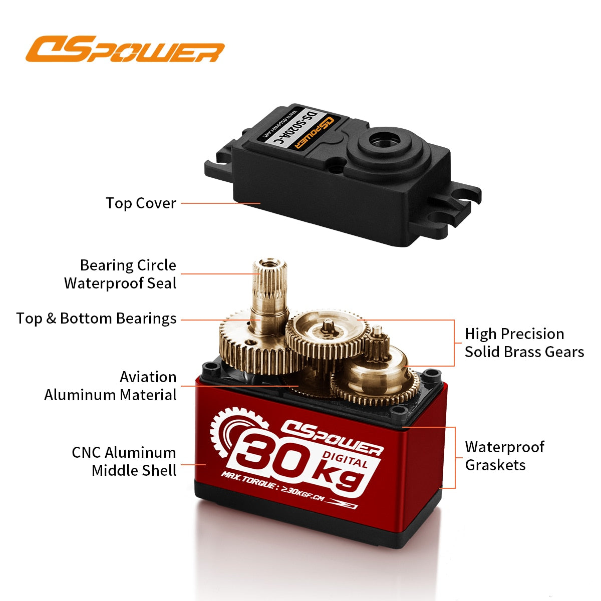 DSpower waterproof Servo high torque brushless motor Digital servo 35kg 70kg RC servo for 1/8 1/10 RC car Robot Boat helicopter