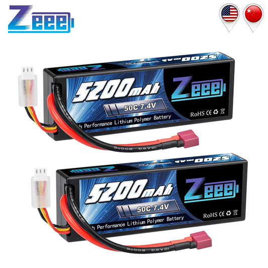 1/2units Zeee 5200mAh 7.4V 50C Lipo Batteries for RC Car 2S RC Lipo Battery with T Plug For RC Drone Car Truck Helicopter Boat